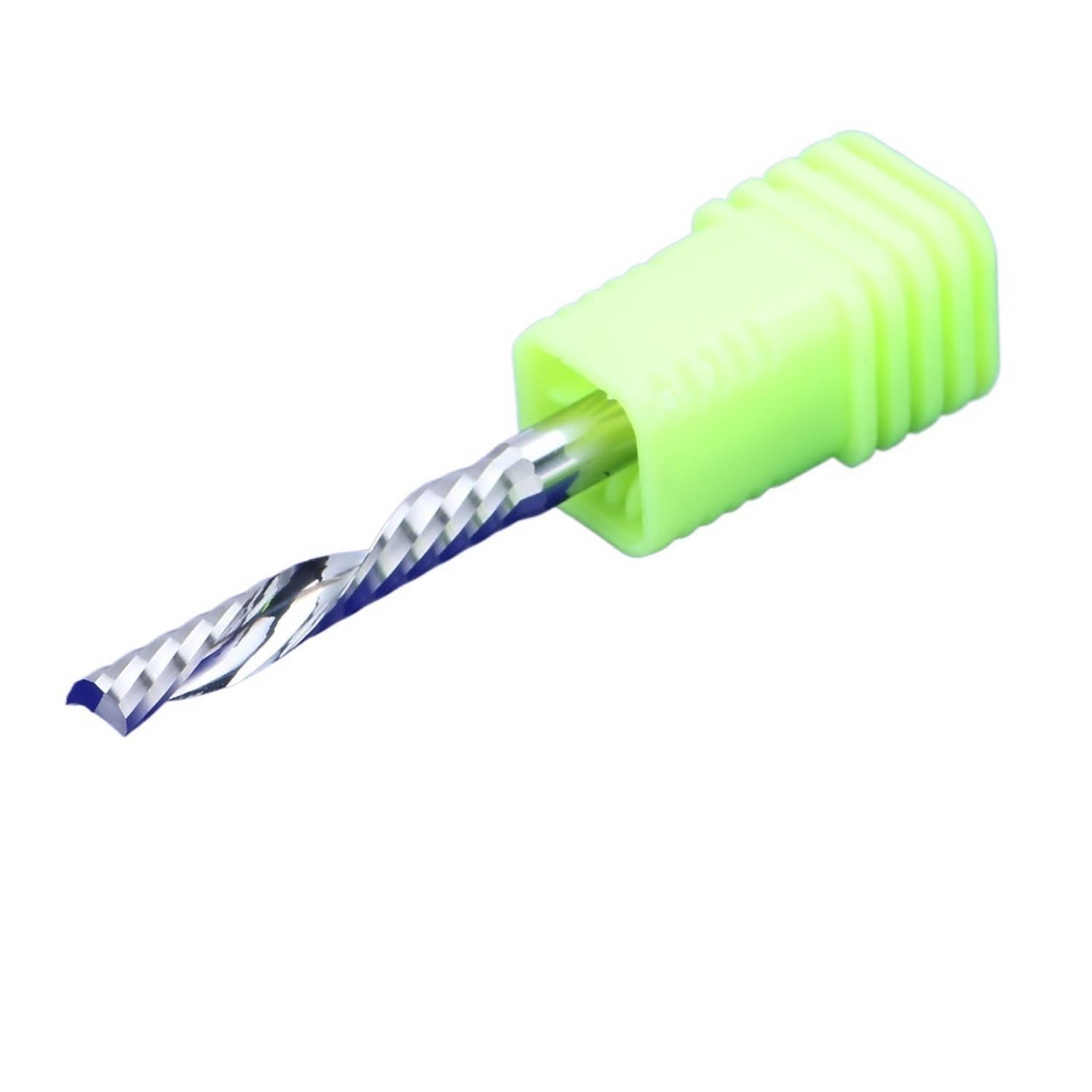 3.175/4/5/6/8mm Shank Left Spiral Milling Cutter Down Cut One Flute Router Bit CNC End Mill Carbide Milling Cutter(4x28x50L)