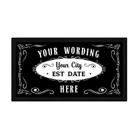 Personalised Ornate Vintage Sign Bar Runner - Customised Home Bar Mat - Novelty Beer Gifts for Home Bar - Rubber Spill Mat Equipment Cover