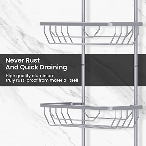 Maxdoux Shower Caddy Over Shower Head - Never Rust Aluminum Thickened Shower Caddy Hanging, Larger Space Shower Rack, Stable Hanging Shower Caddy With Soap Holder And 2 Hooks, Gray, 11.2"X5"X25.7" #TOP2