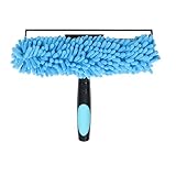 SHINMING 2-in-1 Window Squeegee and Microfiber Scrubber, Multi-Angle Window Cleaning Tool, Solar Panel Cleaning Brush Threaded Window Cleaner Brush for RV Windshields