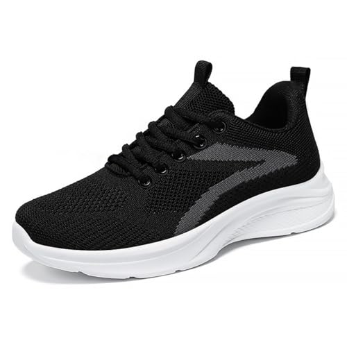 Womens Orthopedic Shoes Non Slip Gym Workout Shoes with Arch Support Comfortable Breathable Soft Sole Fashion Lightweight Mesh Athletic Slip on Walking Tennis Sneakers Running Training Loafers Black