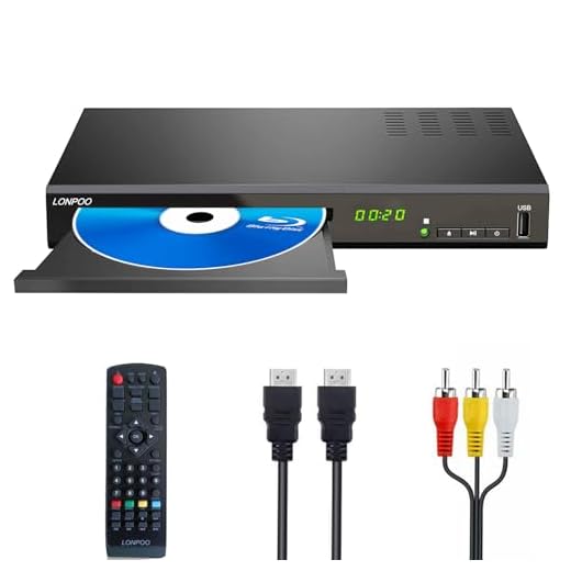 Lecteur Blu-Ray DVD pour Téléviseur - 1080P HD DVD Lecteur Bluray avec Sortie HDMI/Coaxiale/RCA (câble HDMI et AV Inclus), Entrée USB, Bluray Région B/2, Télécommande (LP-100)