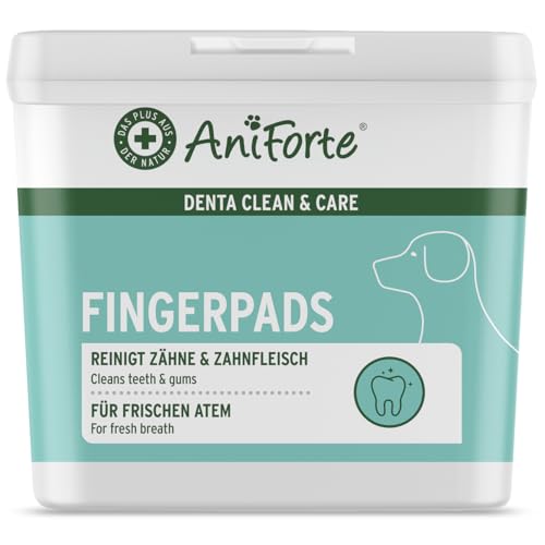 AniForte Denta Clean & Care Fingerpads für Hunde 50 Stück - Fingerlinge zur Zahnpflege & Zahnreinigung, pflegt Zähne & Zahnfleisch, reduziert Plaque, Pads für Mundhygiene & frischen Atem