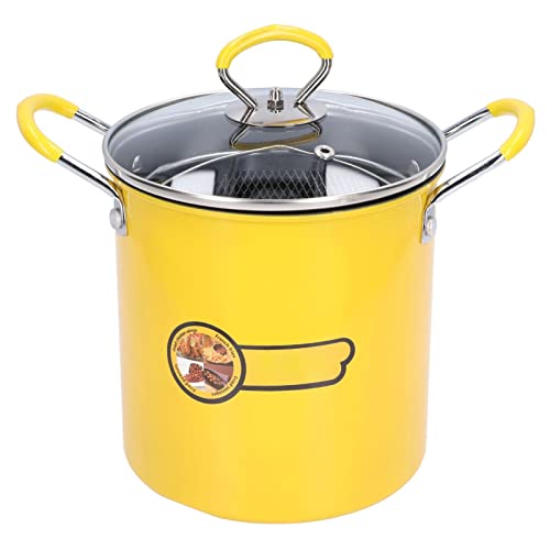 Olla para freidora de 3L, Mini olla para freír japonesa profunda de acero inoxidable con tapa de estante de filtro de aceite para cocina casera papas fritas, pescado y camarones
