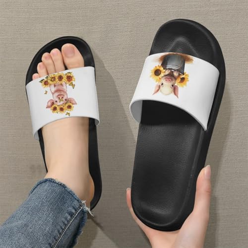Micoklinlin Slide Sandals for Women Men Cute Flip Flops Waterproof Shower Slide Summer Bathroom Beach Pool Slippers Size 5-122