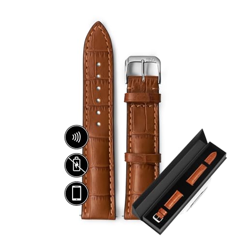 Bracelet de montre paiement sans contact NFC cuir cognac 22 mm INVIS Smartstrap