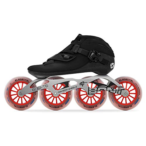 Bont Inline Speed Skating Racing Package - Luna Skate Boot + 2Pf 6061 Frame + Elemental Wheels + Abec7 Bearings - Youth - Boys - Girls - Men - Women (Blue, 36/4) #TOP3