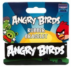Angry Birds Plush - Novelty Rubber Bracelet - BLACK with WHITE Writing