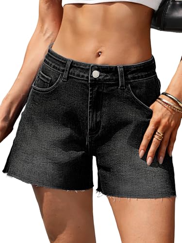 ELLEVEN Womens Baggy Denim Jean Shorts Low Rise Long Mom