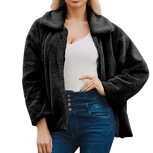 Doric Womens Cardigan Winter Faux Fur Coat Jacket Long Sleeve Lapel Open Front Pocket Plush Warm Outerwear