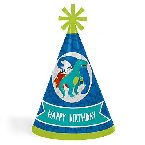 Roar Dinosaur - Cone Happy Birthday Party Hats For Kids And Adults - Set Of 8 (Standard Size) #TOP23
