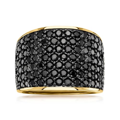 Ross-Simons 3.80 ct. t.w. Pave Black Spinel Ring in 18kt Gold Over Sterling. Size 8