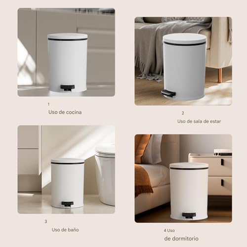 Cubo de basura con pedal para cocina contenedor de residuos de gran capacidad 4