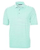 Cutter & Buck Men's Short Sleeve Virtue Eco Pique Stripe Recycled Polo Shirt, Fresh Mint, M