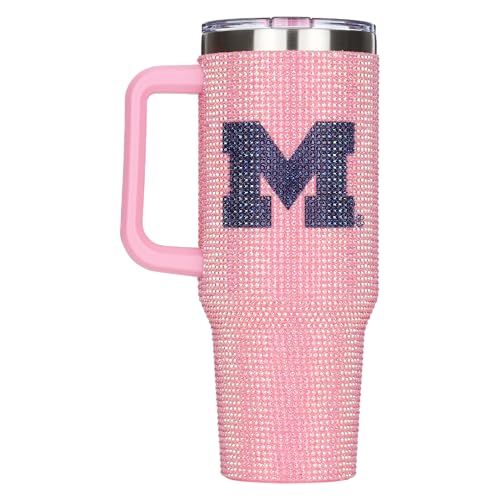 Image of The Memory Company Officially Licensed NCAA - University of Michigan 40oz Pink Bling Game Day Tumbler