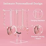 Jewelry Stand Necklace Holder, Acrylic Jewelry Display Holder, Necklace and Bracelet Hanging Organizer, Clear 2-Tier Tower Stand for Bangles, Necklaces, Bracelets, Rings, Earrings and Watch - Image 3
