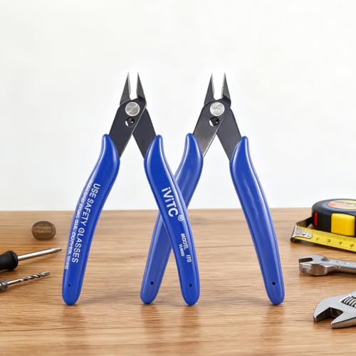 Image of 2 pcs Wire Cutters Set, Ultra Sharp Flush Cutters, Carbon Steel Wire Cutters for Crafting, Electronics, 3D Prints, Jewelry Making, Model Sprue, Zip Ties