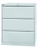  BISLEY Hängeregistraturschrank in licht grau - Hängeregistratur Schrank aus Metall für Hängeregister & Hängemappen  Hängeregisterschrank 3 Schübe doppelbahnig  5 Farben