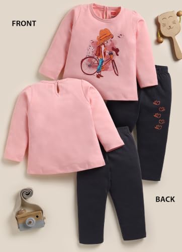 Image of LuvLap Baby Girls Regular Fit 100% Cotton Half Sleeves Girls Top CoSet Pack of 2