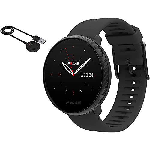 Polar Ignite 2 Fitness Smartwatch with Integrated GPS and Wrist-Based Heart Monitor - Black/Pearl (S/L) with USB Charging Cable