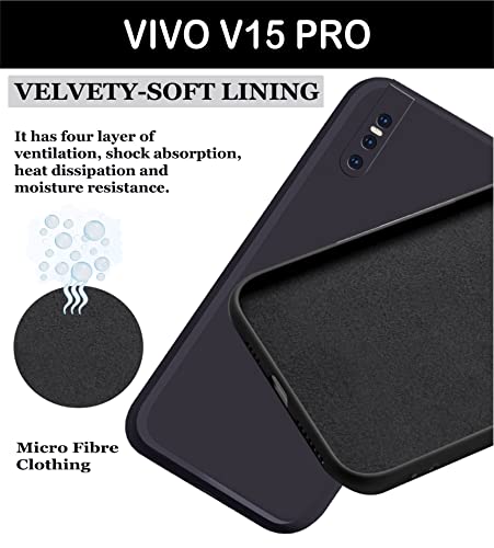 Image of A rtistque Liquid TPU Silicone Matte Shockproof Flexible with Camera Protection Soft Back Cover Case for Vivo V15 Pro - Black