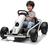 Virimolo Drift Kart Électrique，Karting Enfant 24V Haute Vitesse, Double Batterie 2×12V 9AH, Structure Plastique Et Métal Renforcée, Démarrage Progressif Et Ceinture De Sécurité, 8 12 Ans