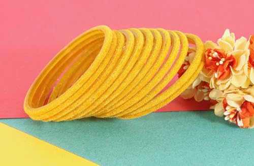 Image of NMII Glass Velvet Bangles Set For Women and Girls | Plain Glass Bangles | Velvet Chudi | Simple Bangles For Women | Stylish Glass Bangles- Set of 24