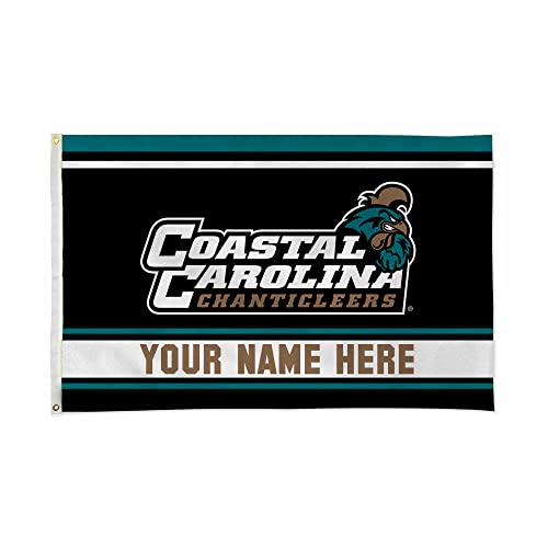 Rico Industries NCAA Coastal Carolina Chanticleers Personalized - Custom 3' x 5' Banner Flag - Made in The USA - Indoor or Outdoor Décor