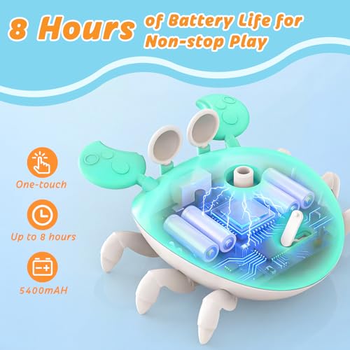 Image of Water Table Pump, 5400mAh Rechargeable Crab Water Pump for Water Table with 3 Modes Sprinkler, 8 Hours Non-Stop Fun Summer Outdoor Water Toys Outside Water Play Table Accessories for Kids Toddlers