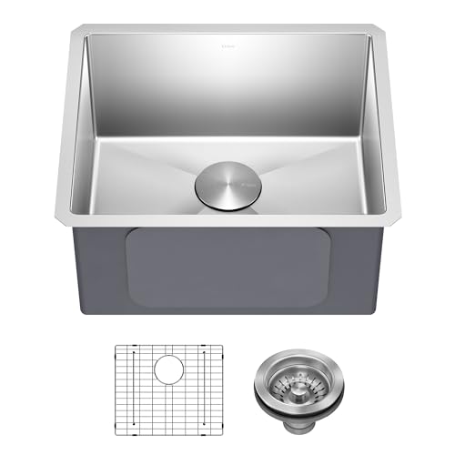 Kraus KHU101-21 Standart PRO 16 Gauge Undermount Single Bowl Set (4 Item Bundle: Sink, Bottom Grid, Drain Assembly, Kitchen Towel), 21 Inch, Stainless Steel by Kraus - Used condition - US$243.11