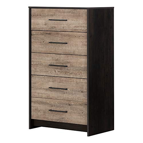 South Shore Londen, Weathered Oak and Ebony 5-Drawer Chest,