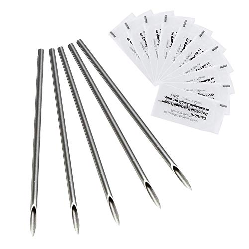 100pcs Ear Nose Piercing Needles,CINRA Body Piercing Needles Tattoo Supply Assorted 14G Size Body Art Piercing Needles Tool for Piercing Supplies (14G)
