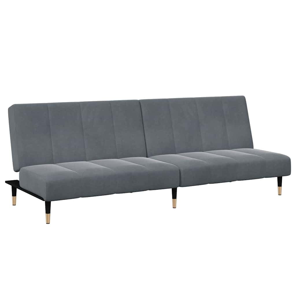 Divano letto 2 posti con poggiapiedi, velluto grigio scuro, funzione trasformazione, robusto telaio in legno, per soggiorno, camera degli ospiti, 200 x 84,5 x 69 cm