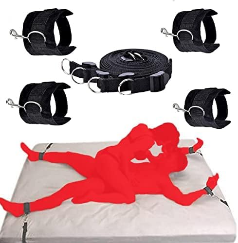 Bed Restraints BDSM Kit Adjustable Straps Hand & Ankle Cuffs Sex Bondage Play For Women And Couples