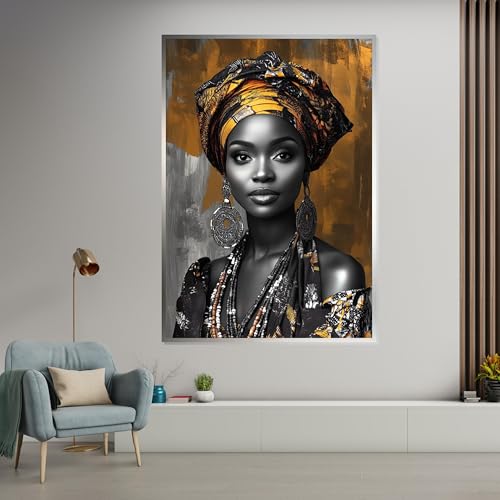 Peinture à l'huile de beauté africaine sur toile grand format 60x90cm sans cadre pour salon