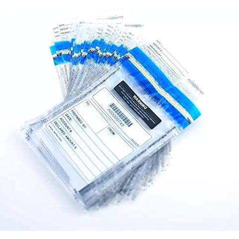 Clear Deposit Bags, Tamper-Evident Bags, Security Bank Pocket, 6 x 9 Inches (200) Cover