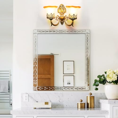 Image of GreyWings Antique Bronze Double Wall Light for Home Decorative Metal & Glass 2 Light Wall Sconce (7632) (Bulb not Included) Pack of 2