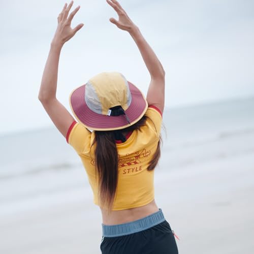 Image of Color-Blocked Fisherman Style Sun Hat for Outdoor Camping, Surfing & Vacations - Wide Brim, UV Protective, Anti-Slip