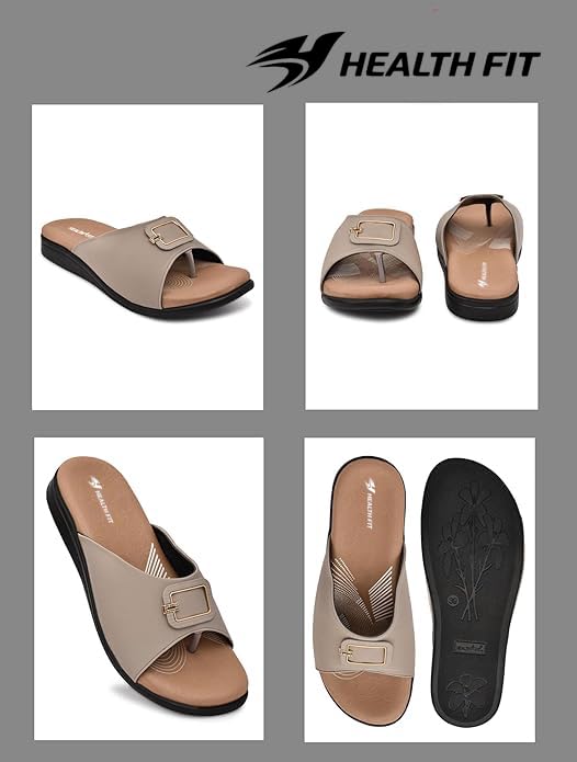 Image of HEALTH FIT EXTRA SOFT Women's Comfortable Memory Foam Doctor Slippers /Flip-Flops|Fashionable Casual & Stylish|Lightweight & Breathable|Outdoor Synthetic Casual Chappals Sandals Ladies & Girls HF27