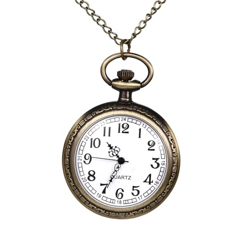 JewelryWe Men Women Pocket Watch: Classic Arabic Numeral Quartz Open