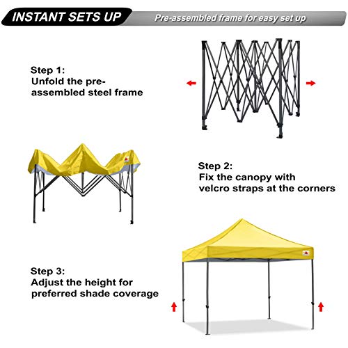 Abccanopy Patio Pop Up Canopy Tent 10X10 Commercial-Series (Yellow) #TOP1