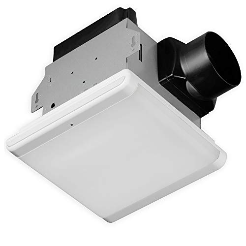 Image of Homewerks 7146-80-MS Bathroom Fan Integrated Dimmable LED Light Humidity Sensor Exhaust Ventilation 1.5 Sones 80 CFM, Smart Motion White