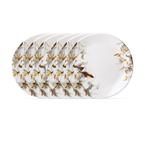 Image of Golden Fish 6 Pieces Quarter Plate Set for Snacks & Breakfast | Small Serving Plates for Kitchen | Strong, Lightweight & Space Saving Design | Ideal for Daily Use, Tea-Time & Gifting