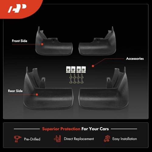 Image of A-Premium Mud Flaps, No Drilling Required Splash Guards with Accessories | Compatible with Volkswagen Tiguan 2018-2023, Set of 4 Front and Rear