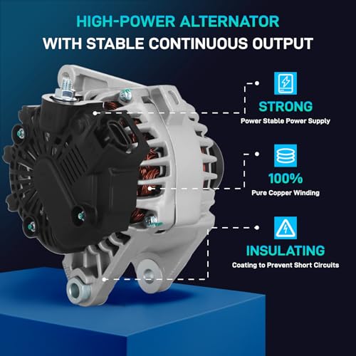 Image of New Alternator Compatible with Hyundai 2011-2017 Elantra, 2013-2014 Elantra Coupe, 2013-2017 Elantra GT, Kia 2012-2013 Soul, 2014-2016 Forte, 2014-2016 Forte Koup, 2014-2016 Forte5, 12V 90A CW