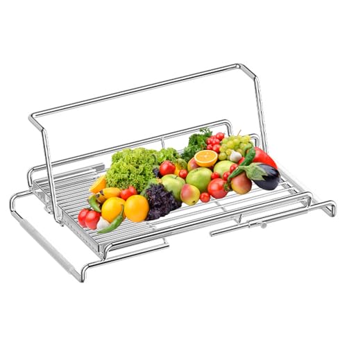 Escurridor de platos para colocar sobre el fregadero, soporte de metal expandible para escurrir, para vasos, tenedores, palillos, cuencos, cucharas, vajilla, cubiertos