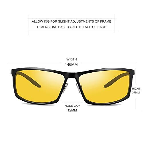 SOXICK HD Night Vision Glasses Polarized Unisex Adjustable Al-Mg Metal Frame Rainy Safe Driving Glasses (0020 - Black Frame)