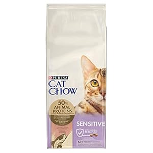 Purina Cat Chow Adult Sensitive Salmon – Dry Food for Cats- 15kg