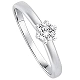 Lupenreiner Diamant Juwelier Gelber Diamant Ring aus 585 14 Kt Weißgold mit Filigrane Fassung Brillant Schliff Lupenrein (56 (17.8), 0.25)