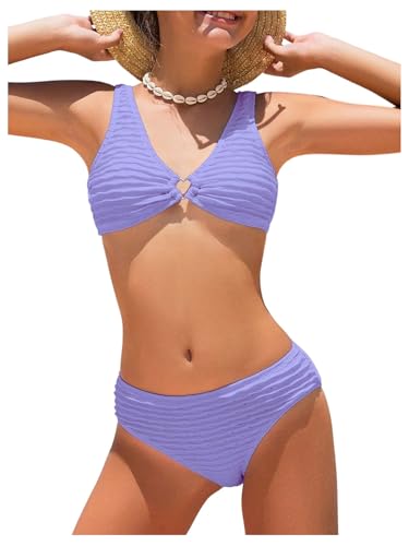 Image of SOLY HUX Girl's V Neck Ring Linked Bikini Sets Bathing Suits Two Piece Swimsuit